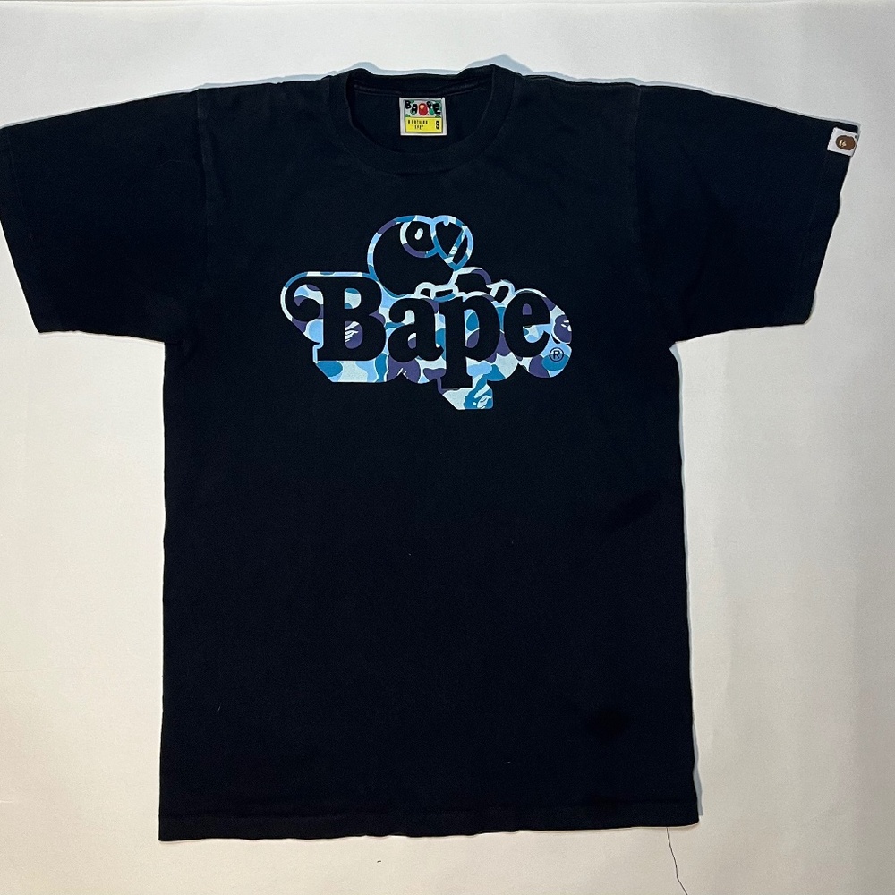 Bape Black & Blue Camo Milo T Shirt Small